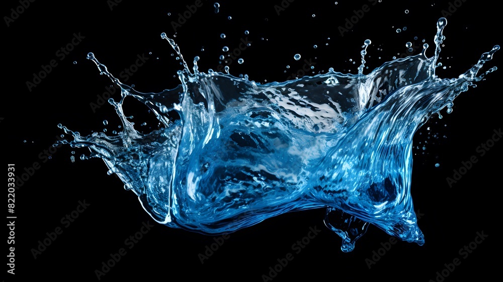 blue soft drink splash on black background blue soft drink splash on black background
