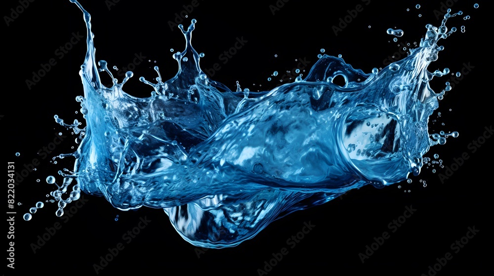 blue soft drink splash on black background blue soft drink splash on black background