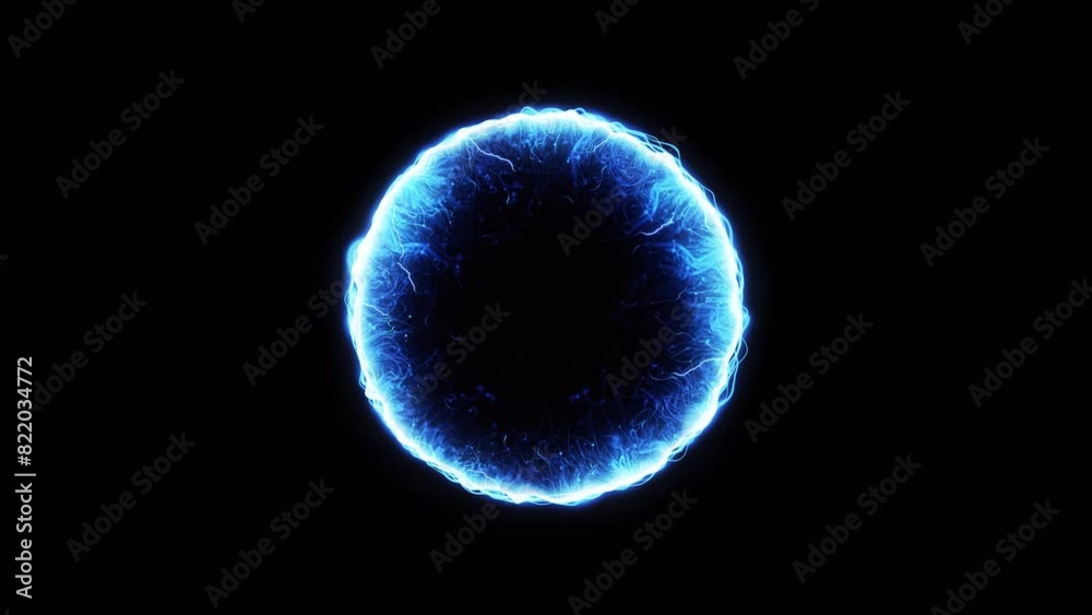 Blue Energy Round Portal. Glowing Magical Circle on transparent background. Looped video.