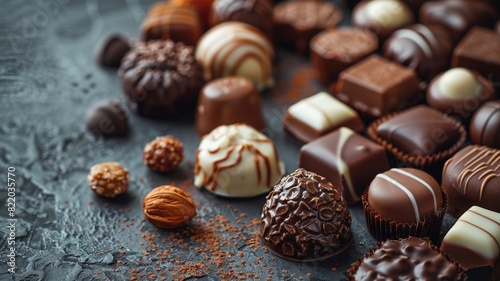 Various types of good chocolate, both white Dark Chocolate and milk chocolate Chocolate Praline Dessert, Chocolate Day