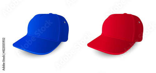 Photography Set of Blue and Red Baseball Caps