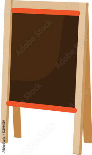 Vector illustration of a blank wooden sidewalk chalkboard sign, isolated on white background