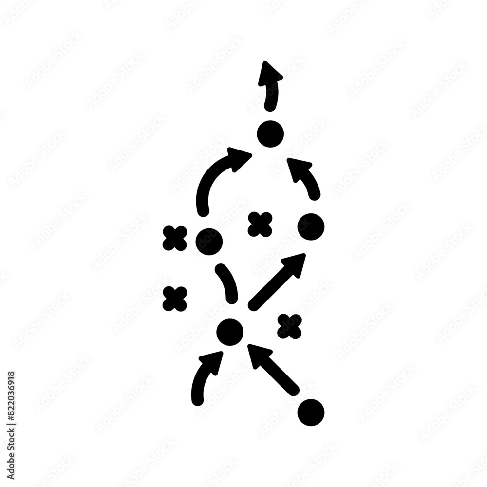 soccer tactics icon, game success strategy in football, scheme play, vector illustration on white background. soccer tactics icon, game success strategy in football, scheme play, vector illustration on white background.