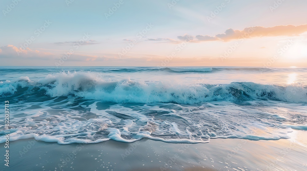 Tranquil Coastal Harmony: Serene Beach with Gentle Waves in Advanced Triadic Tones Tranquil Coastal Harmony: Serene Beach with Gentle Waves in Advanced Triadic Tones
