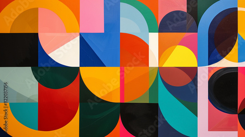 Abstract geometric artwork with overlapping colorful shapes and facets.