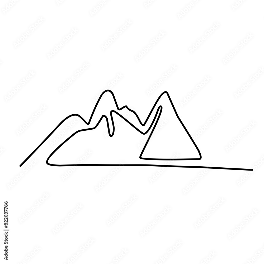 One continuous line drawing of mountain One continuous line drawing of mountain