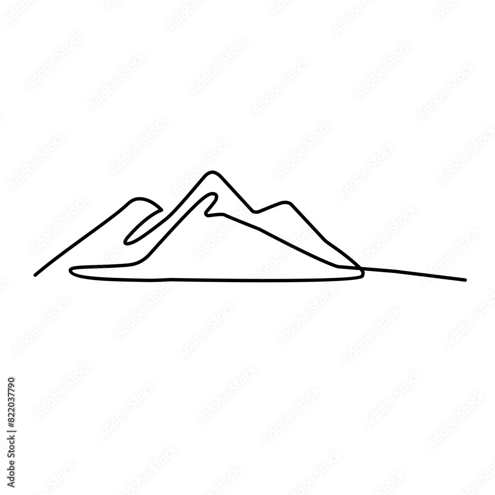 One continuous line drawing of mountain One continuous line drawing of mountain