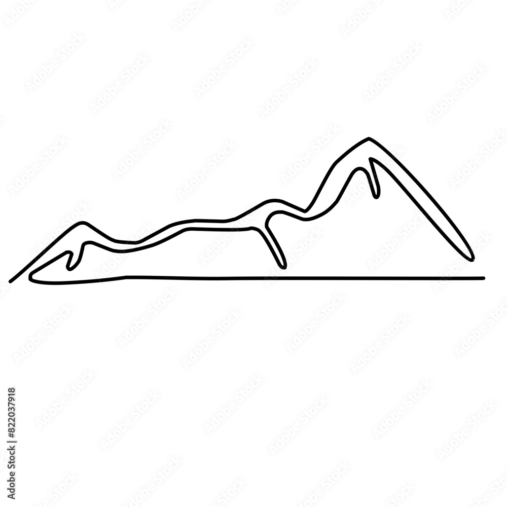 One continuous line drawing of mountain One continuous line drawing of mountain
