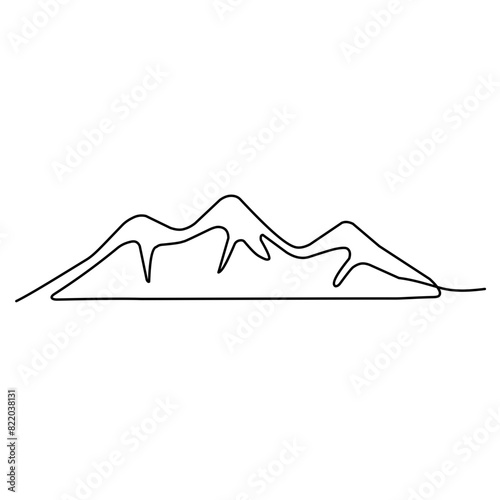 One continuous line drawing of mountain
