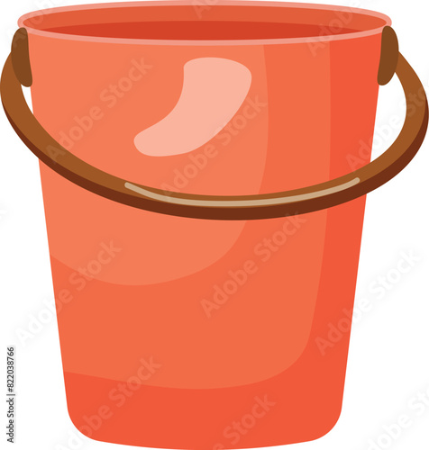 Vibrant and modern orange plastic bucket illustration with handle, perfect for gardening, cleaning, and summer activities