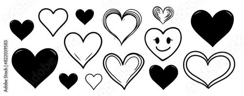 Doodle heart png on transparent background