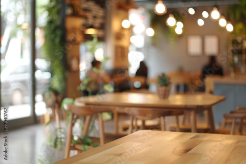 Blurred background of a modern coffee shop interior.