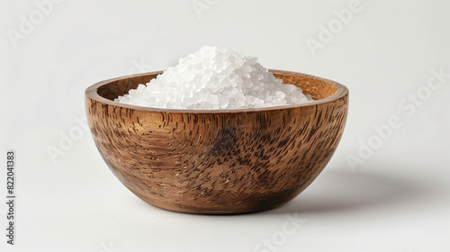 Bowl with natural salt isolated on white