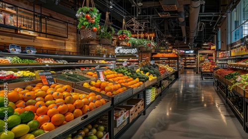 A surveillance camera captures a grocery store brimming with fresh produce, including vibrant fruits and vegetables neatly displayed © Ilia Nesolenyi