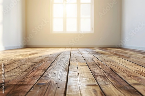 Interior background with wooden floor created with generative ai © dendyh7