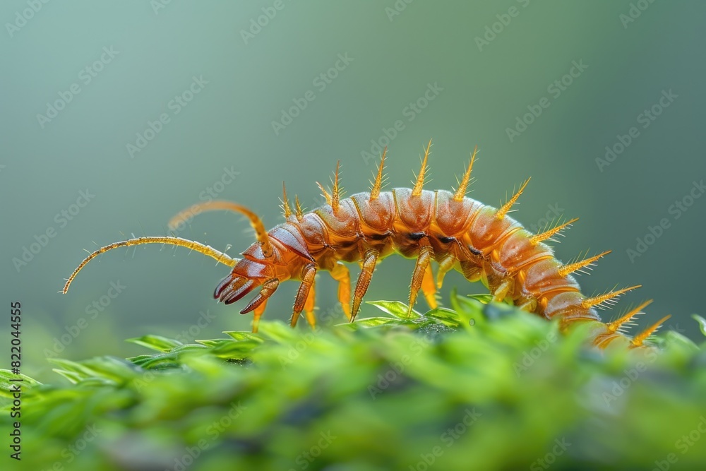 Obraz premium Close up of a caterpillar on a green plant, perfect for nature and wildlife themes