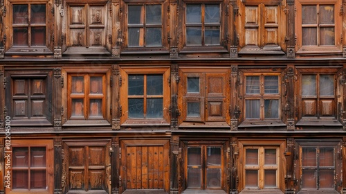 Wallpaper Mural A wall of wooden windows in a building, suitable for architecture projects Torontodigital.ca