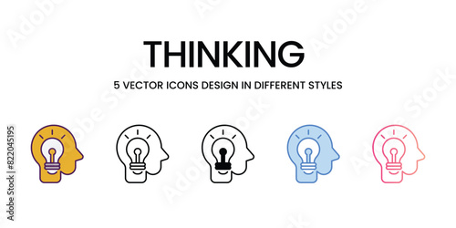 Thinking  Icons different style vector stock illustration