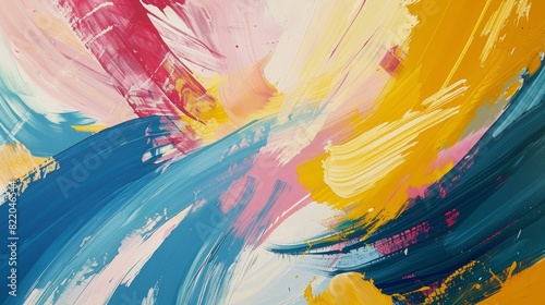 Bold  sweeping strokes of color create a sense of movement and energy.