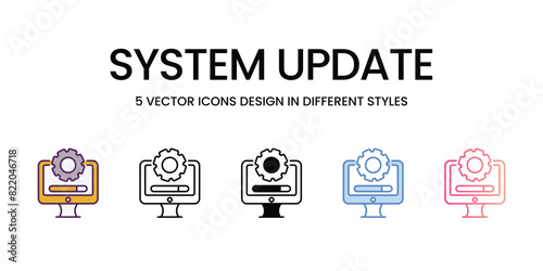 System Update Icons different style vector stock illustration