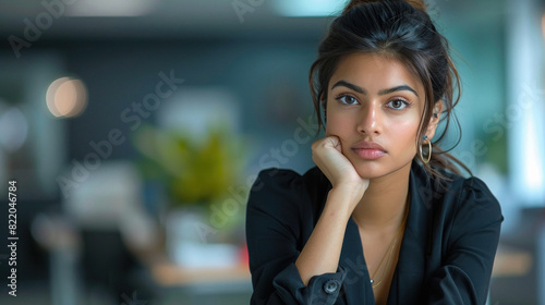 young beautiful indian woman thinking