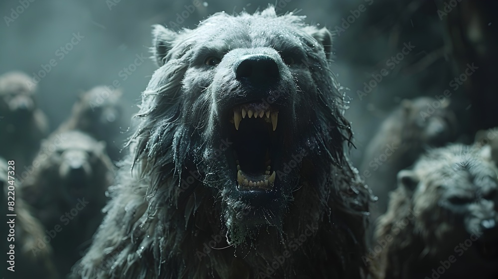 Halloween Night Werewolves Howling at the Full Moon in a Haunting Ritual Halloween Night Werewolves Howling at the Full Moon in a Haunting Ritual