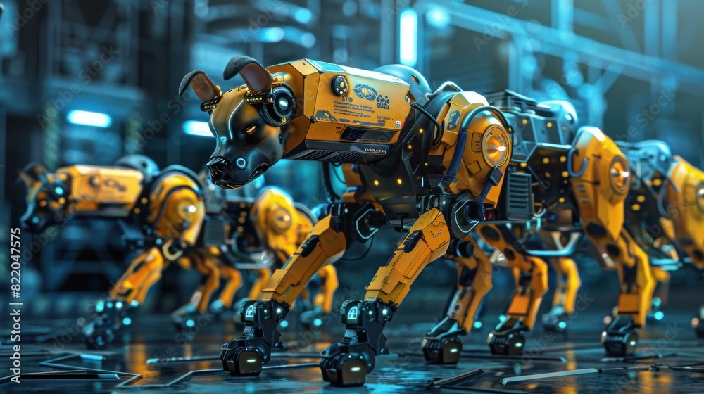In the future, engineers and animal robots work together in heavy industrial plants to digitize data to form a digital twin. In the future, engineers and animal robots work together in heavy industrial plants to digitize data to form a digital twin.
