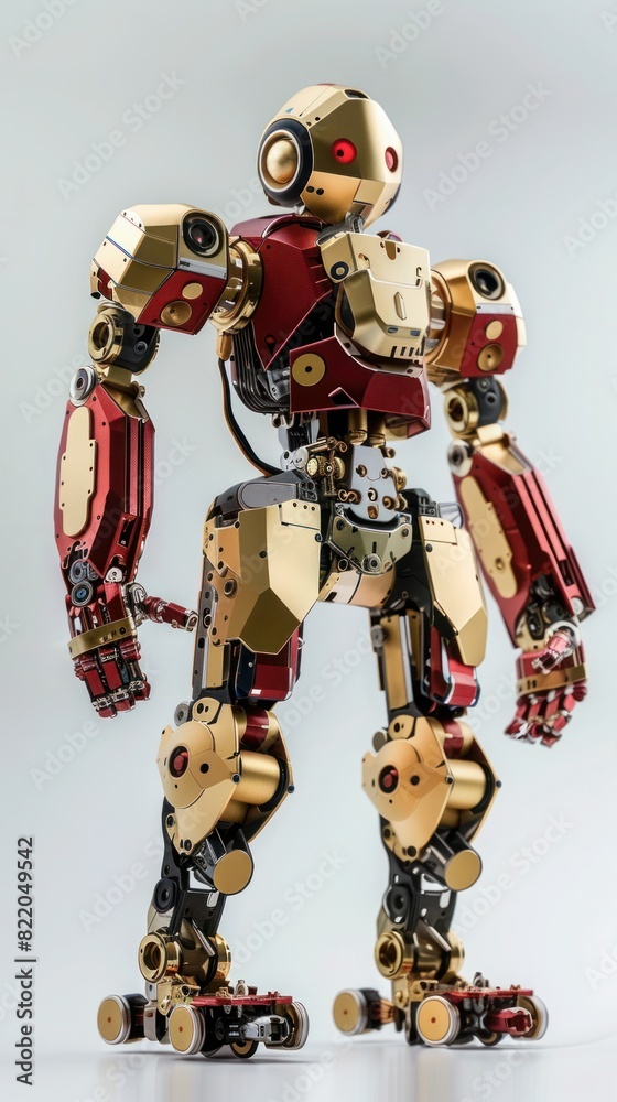 Fototapeta premium Golden and red monkey robot on white background
