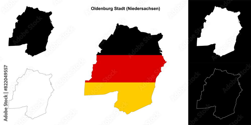 Fototapeta premium Oldenburg Stadt (Niedersachsen) blank outline map set