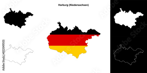 Harburg (Niedersachsen) blank outline map set