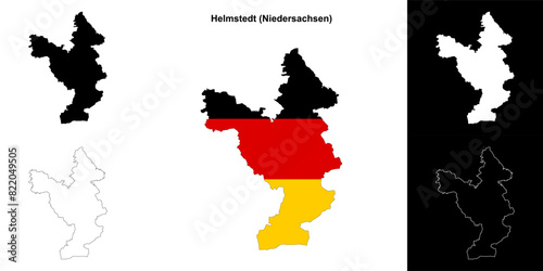 Helmstedt (Niedersachsen) blank outline map set