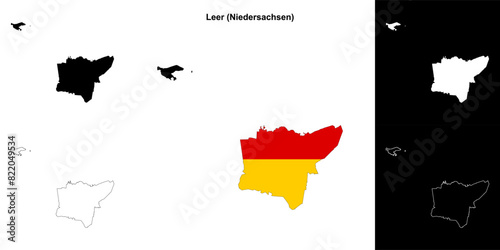 Leer (Niedersachsen) blank outline map set