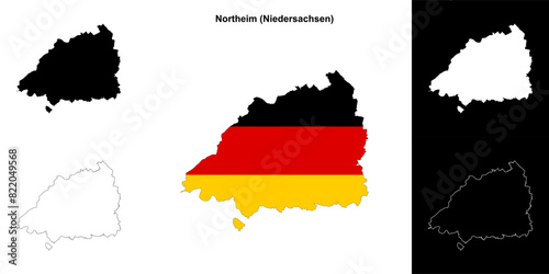 Northeim (Niedersachsen) blank outline map set