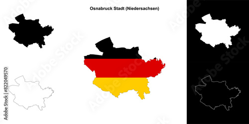 Osnabruck Stadt (Niedersachsen) blank outline map set