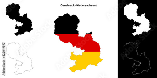 Osnabruck (Niedersachsen) blank outline map set