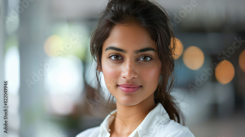 close up view of young beautiful indian woman