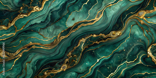 luxury wallpaper Green marble and gold abstract background texture. Dark Green Emerald Marble