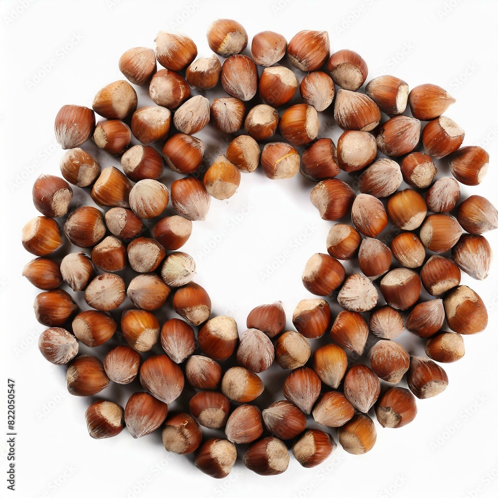 azelnuts ground pile in shape circle isolated on transparent, top view azelnuts ground pile in shape circle isolated on transparent, top view