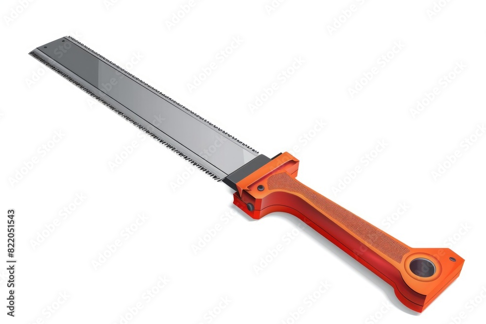 A sharp knife with orange and black handle on a clean white background. Suitable for kitchen or cooking-related designs A sharp knife with orange and black handle on a clean white background. Suitable for kitchen or cooking-related designs