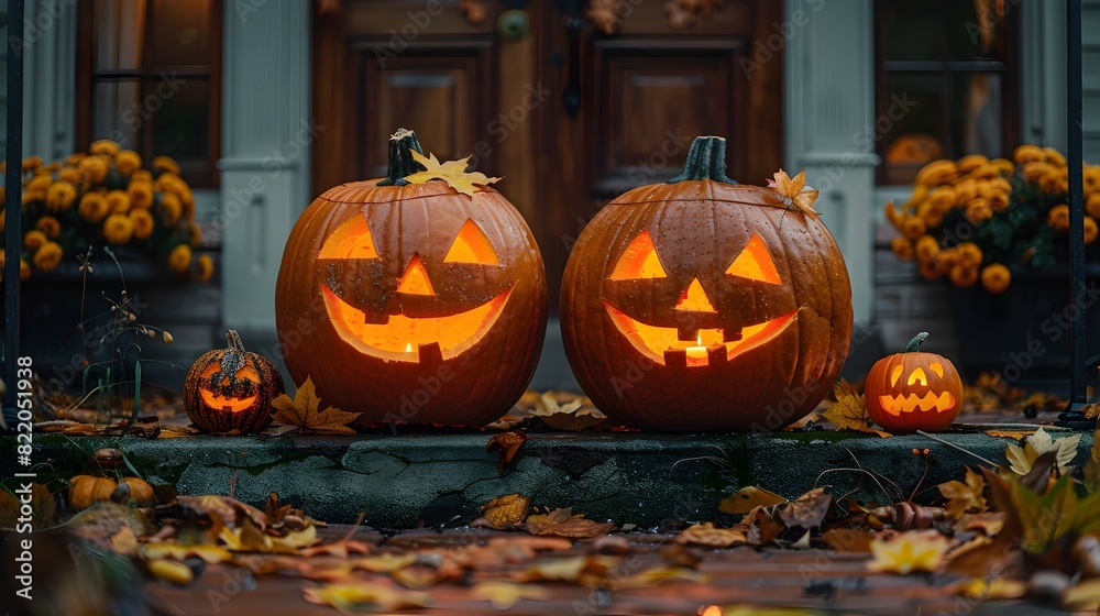 JackoLanterns Glowing on the Porch A Festive Halloween Night JackoLanterns Glowing on the Porch A Festive Halloween Night