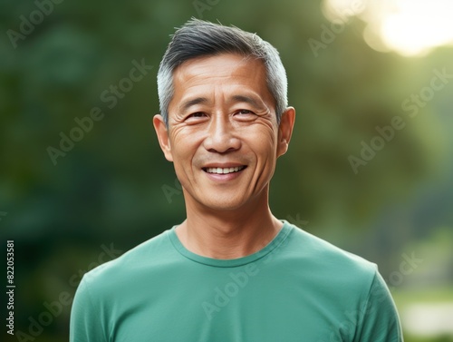 Cyan Background Happy asian man. Portrait of older mid aged person beautiful Smiling boy good mood Isolated on Background ethnic diversity equality acceptance concept
