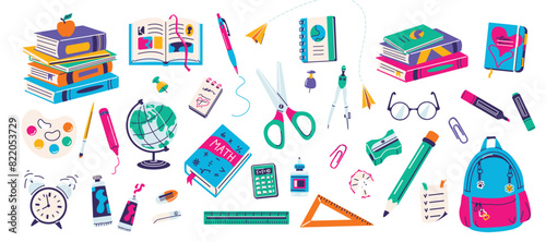 School vector illustration. Set for back to school, study tools