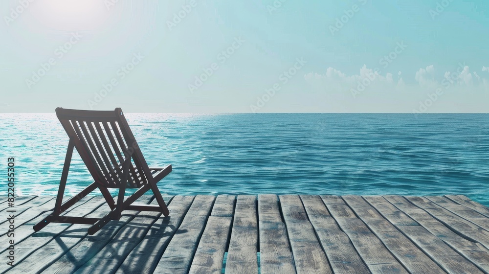 A beach chair is sitting on the sand next to the ocean A beach chair is sitting on the sand next to the ocean