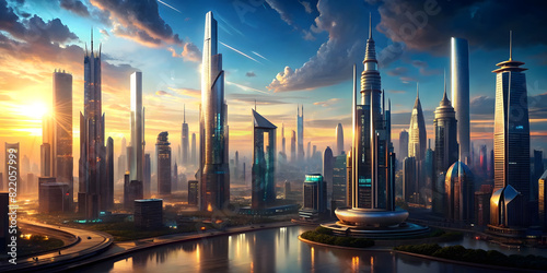 Futuristic cityscapes background