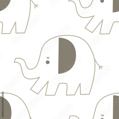 Seamless pattern with elephant. colorful vector for kids. hand drawing, flat style. baby design for fabric, print, textile, wrapper