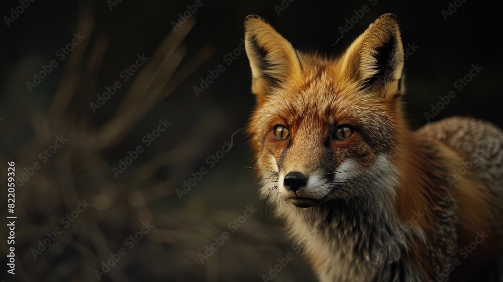 Fototapeta premium A close up image of a red fox looking at the camera. Ideal for wildlife and nature concepts