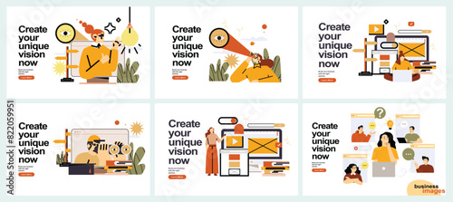 Student searching for learning courses. Man using binoculars. Online research, learning activities, find online information. Student look for scholarship. Find books in digital library vector