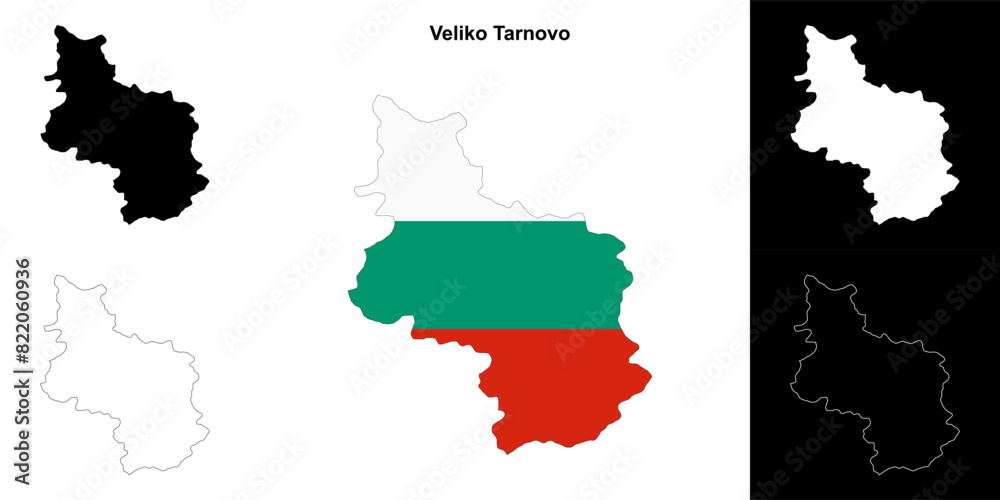 Obraz premium Veliko Tarnovo province outline map set