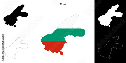 Ruse province outline map set