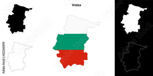 Vratsa province outline map set